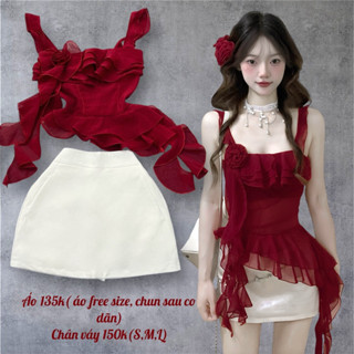 S760A(S974 trong phân loại) SÉT ÁO VOAN 2 DÂY CÁNH TIÊN NHỎ ĐÍNH HOA TUA RUA ,CHÂN VÁY A,Xoè(áo lẻ chọn trong phân loại)