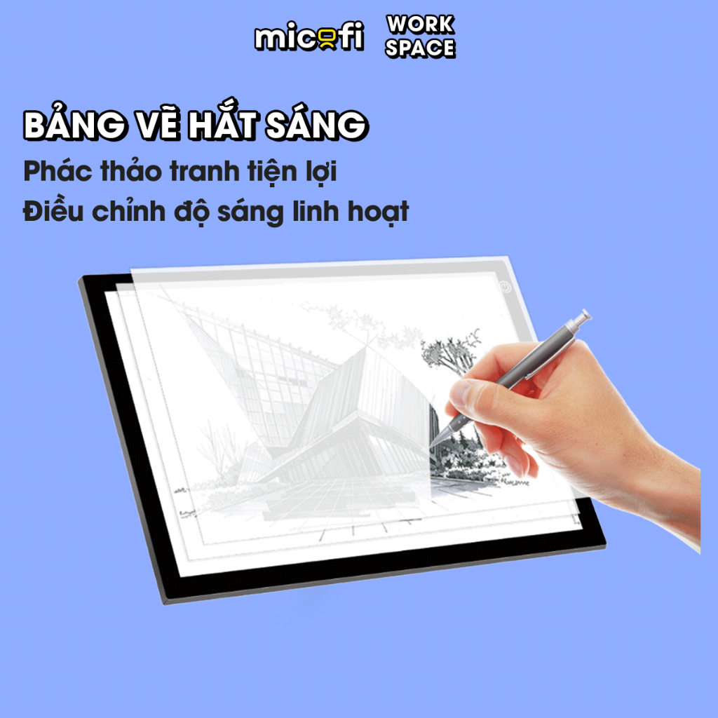 Bảng Vẽ Hắt Sáng Micofi A4, Bảng Đèn Vẽ Tranh Kĩ Thuật Phát Sáng LED A5, Đèn Chiếu Tập Vẽ Scan Tranh Điều Chỉnh Độ Sáng