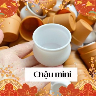 Chậu mini cắm hoa len , hoa kẽm nhung , hoa sáp xinh xinh - Nivihouse