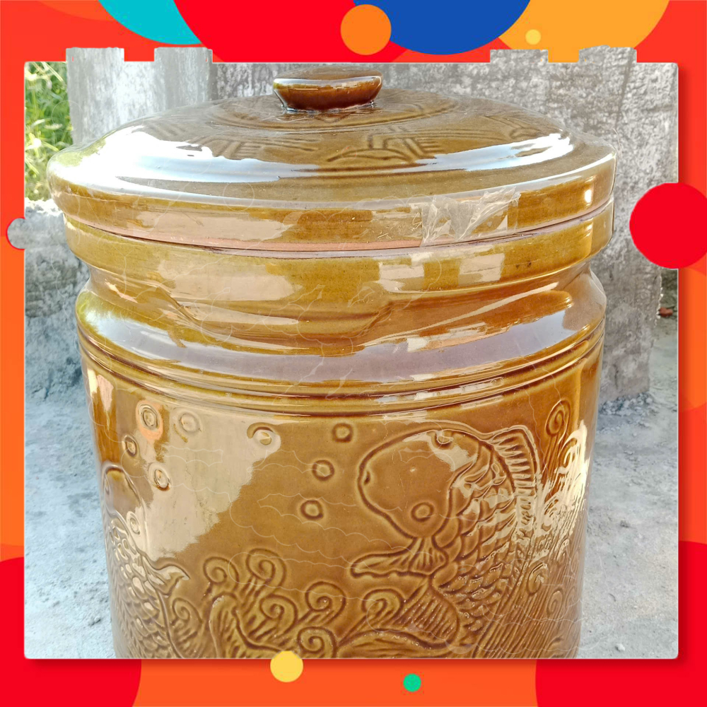 Chum gạo Bát Tràng, vại gạo, lu gạo hủ đựng gạo, chum gạo tài lộc(30L)