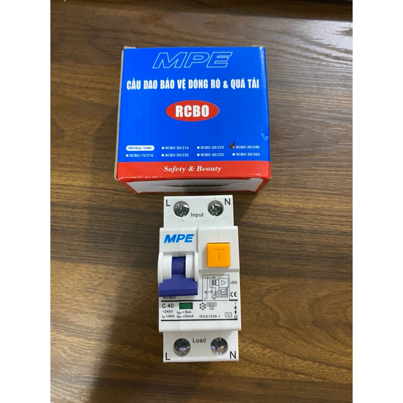 MPE - Cầu dao aptomat chống giật RCBO 2P 16A 20A 25A 32A 63A MPE (Chính hãng)