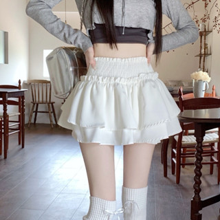 Chân váy xoè coquette 2 tầng trắng đen bèo ngắn phồng chất đũi lưng chun có quần bảo hộ CV039