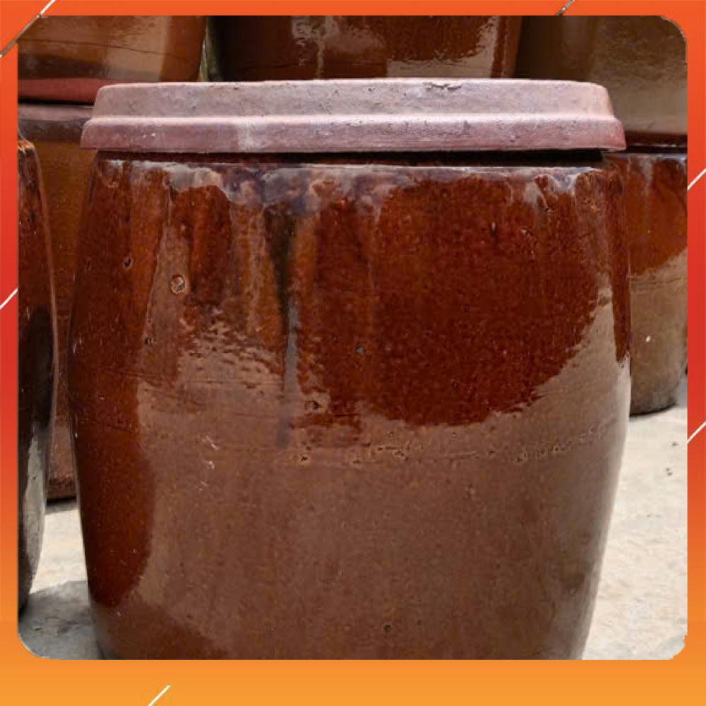 Khạp 10L - Khạp Da Bò Truyền Thống–Lu khạp làm giá đỗ, lu làm mắm, ngâm ruou, chứa đựng Gạo