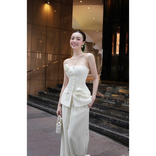 [Sẵn hoả tốc & ảnh thật] SET ÁO DẠ TAG HOA + QUẦN SUÔNG
