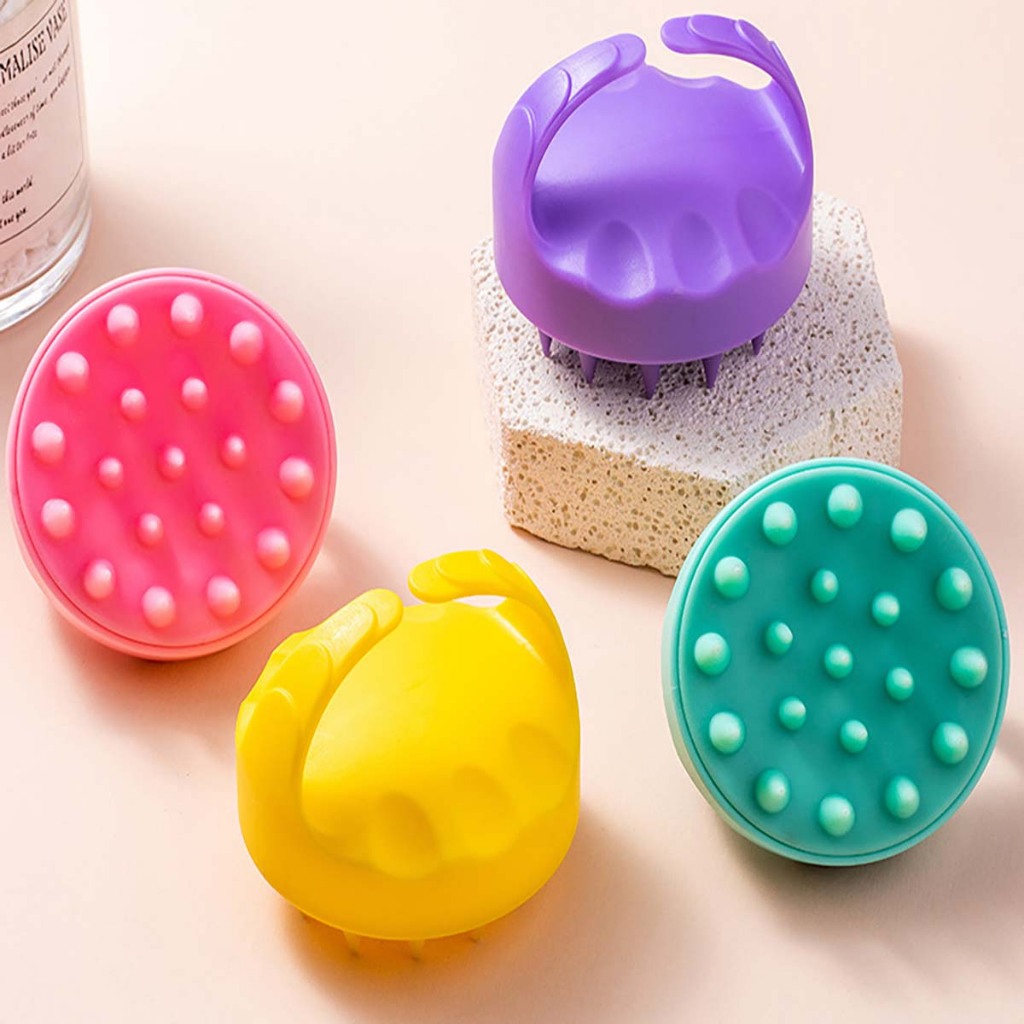 Bàn Chải Gội Đầu Massage Silicon Cho Bé Sơ Sinh Dụng Cụ Chăm Sóc Tóc Lược Gội Đầu Dưỡng Sinh Mujii H