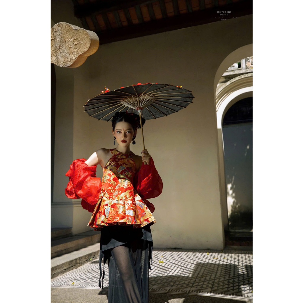 Áo Yếm Họa Tiết Rồng Đỏ Chụp Ảnh Tết Trung Thu Nghệ Thuật Xinh Đẹp