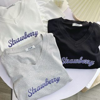 ÁO THUN NỮ DÀI TAY CỔ TIM strawberry THU ĐÔNG,CHẤT COTTON KHÔ 3158 DÀY DẶN , GIỮ NHIỆT