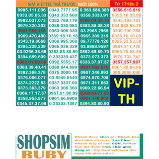  Sim đẹp Viettel 09 Trả trước - Chọn số - Nghe gọi 4G - Sim mới 100% Gói cước Tomato và nhiều gói 4G đi kèm. 