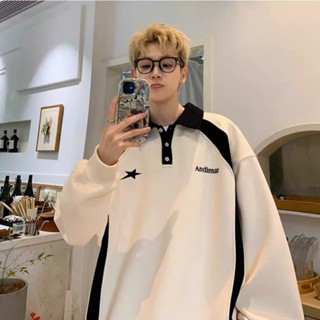 Áo SWEATER POLO ANDIMAN NAD Unisex chất cotton tổ ong Dáng Rộng Nam Nữ Tay Dài cổ bẻ Thời Trang