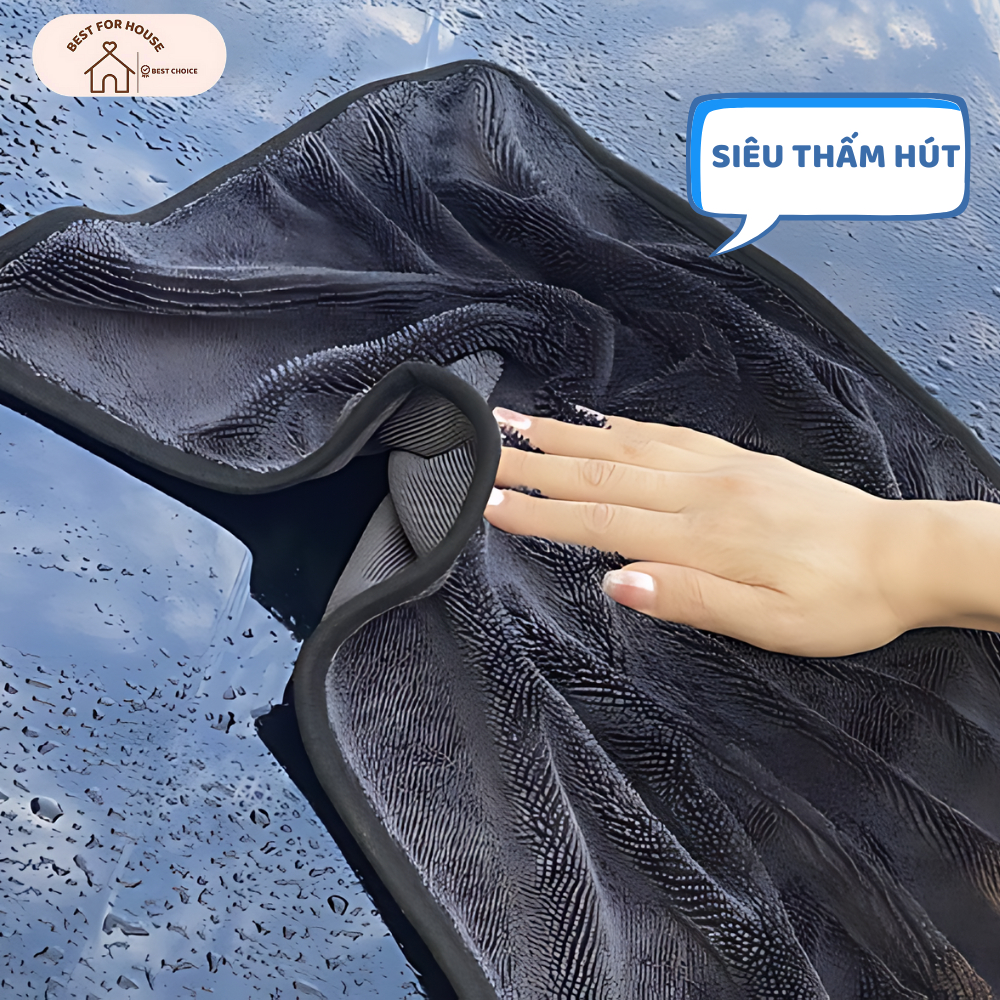 Khăn Lau Xe Ô Tô 600gsm Siêu Thấm Hút Khăn Lau Kính Ô Tô Chuyên Dụng MICROFIBER BEST - KL02