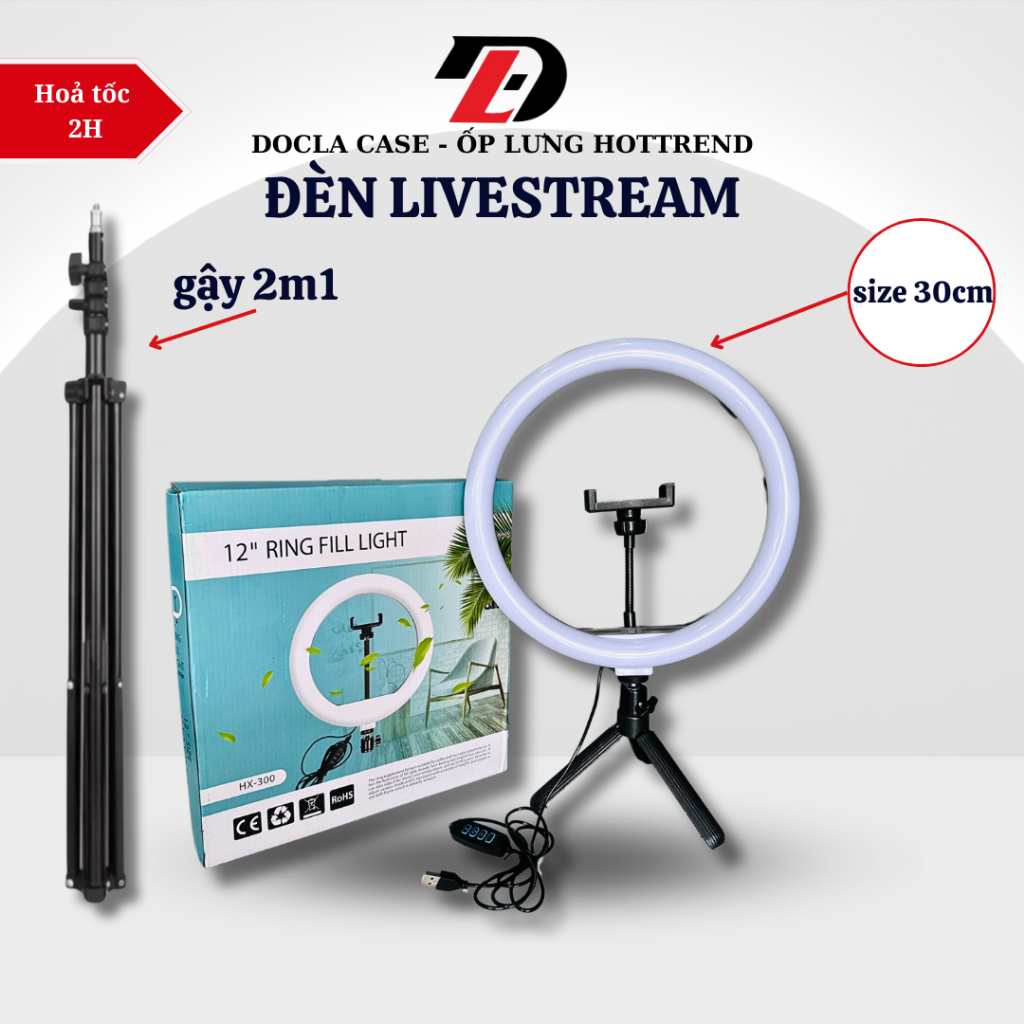 Bộ sản phẩm Đèn Livestream Size 26cm, 30cm Để Bàn, Make Up Trang Điểm, Chụp Ảnh, Bán Hàng Online,Bảo