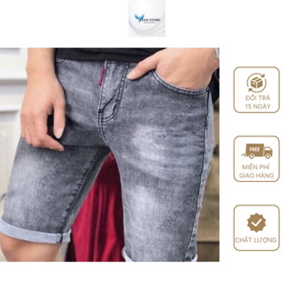 Quần short jean nam xám trơn trẻ trung cá tính phong cách quần jean nam vải jean cotton mềm mịn form chuẩn đẹp TENJI