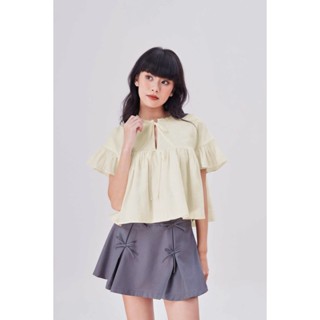 Áo babydoll ngắn tay bèo vổ buộc nơ phong cách Hàn | JAPAN TOP | SECODEE
