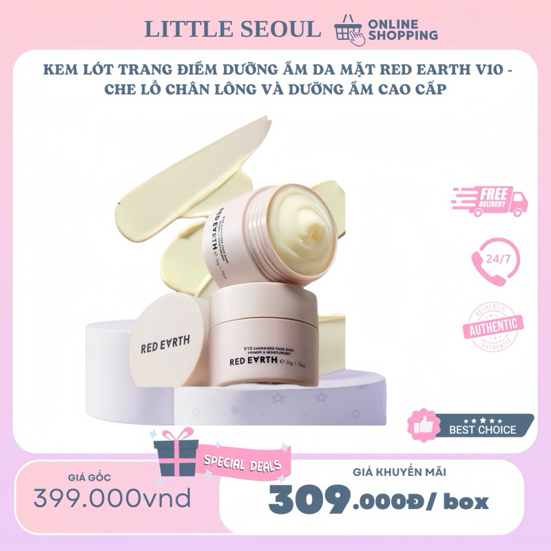 RED EARTH - Kem Lót RED EARTH Dưỡng Ẩm Da Mặt RED EARTH V10 - Che Lỗ Chân Lông Và Dưỡng Ẩm Cao Cấp