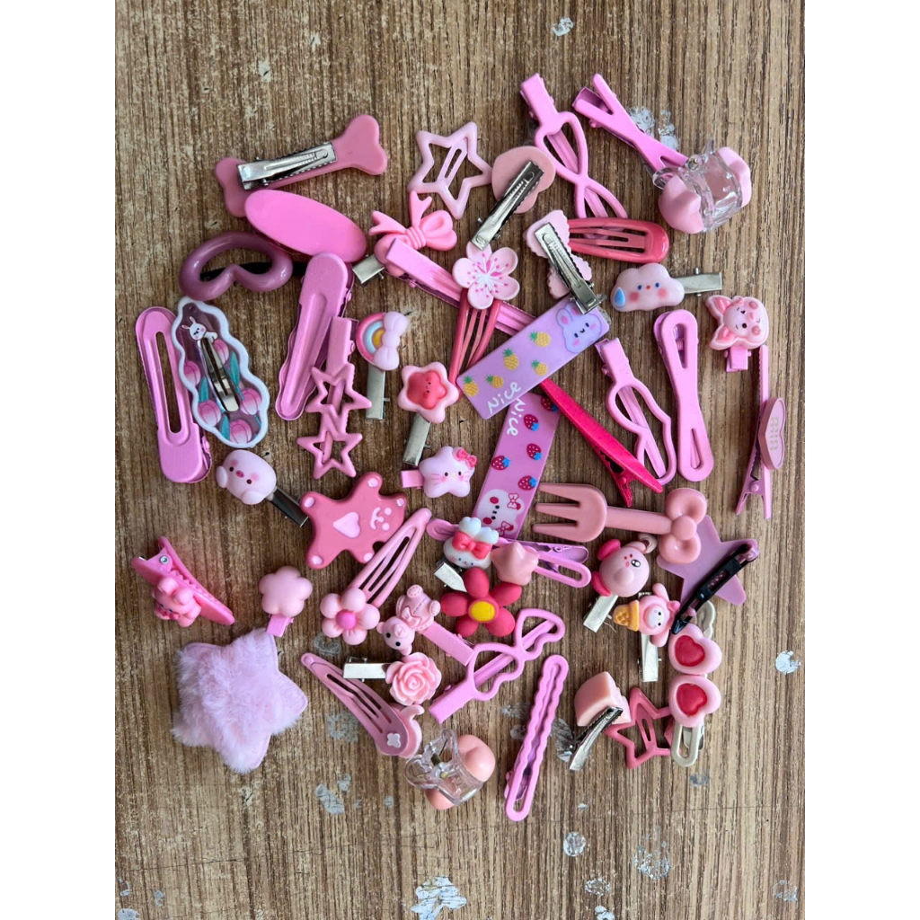 sét 50 chi tiết Kẹp tóc màu hồng Hello Kitty  cho bé gái siêu đáng yêu