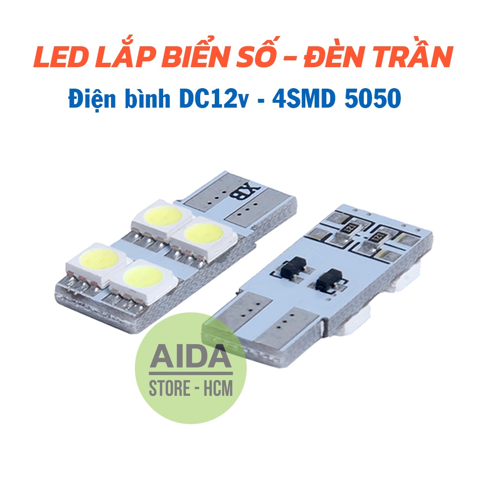 [Giá 01 bóng đèn] LED biển số, đèn trần T10 12v cho xe máy, ô tô