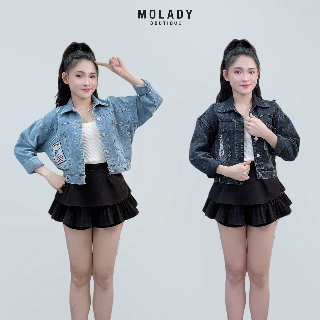 Áo Khoác JEAN nữ MOLADY thiết kế phong cách thời trang thêu chữ best seller K306