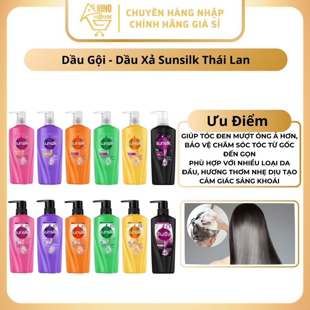 Dầu Gội Sunsilk (370 - 400ml) Thái Lan Chăm Sóc, Nuôi Dưỡng Tóc, Suôn Mượt Óng Ả - Hinohouse