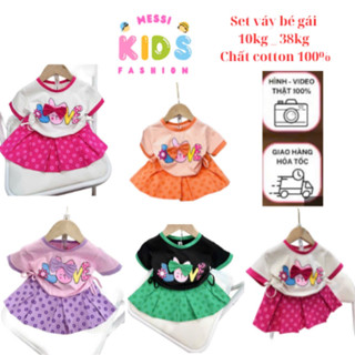 HÀNG MỚI Set Váy Rời Bé Gái 1Tuổi - 12 Tuổi Chất Cotton Mềm Mịn Áo Rút Dây Chân Váy Xếp Ly Kèm Chip