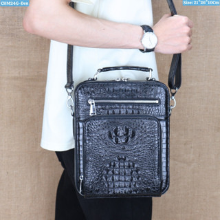  Túi Đeo Chéo Nam Có Quai Xách Da Cá Sấu - Vân Gù ll Size 21*26*10Cm ll Chính Hãng Cá Sấu Konavis 