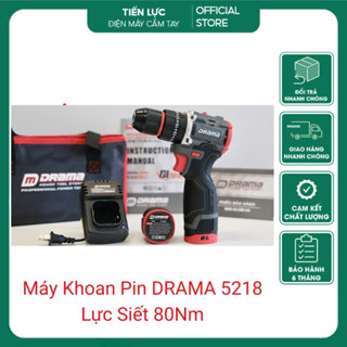 Máy khoan pin DRAMA D-5218B FLEX Xám Xi Măng, 3 Chức Năng, Không Chổi Than, Có KHOÁ TRỤC, Tặng túi vải