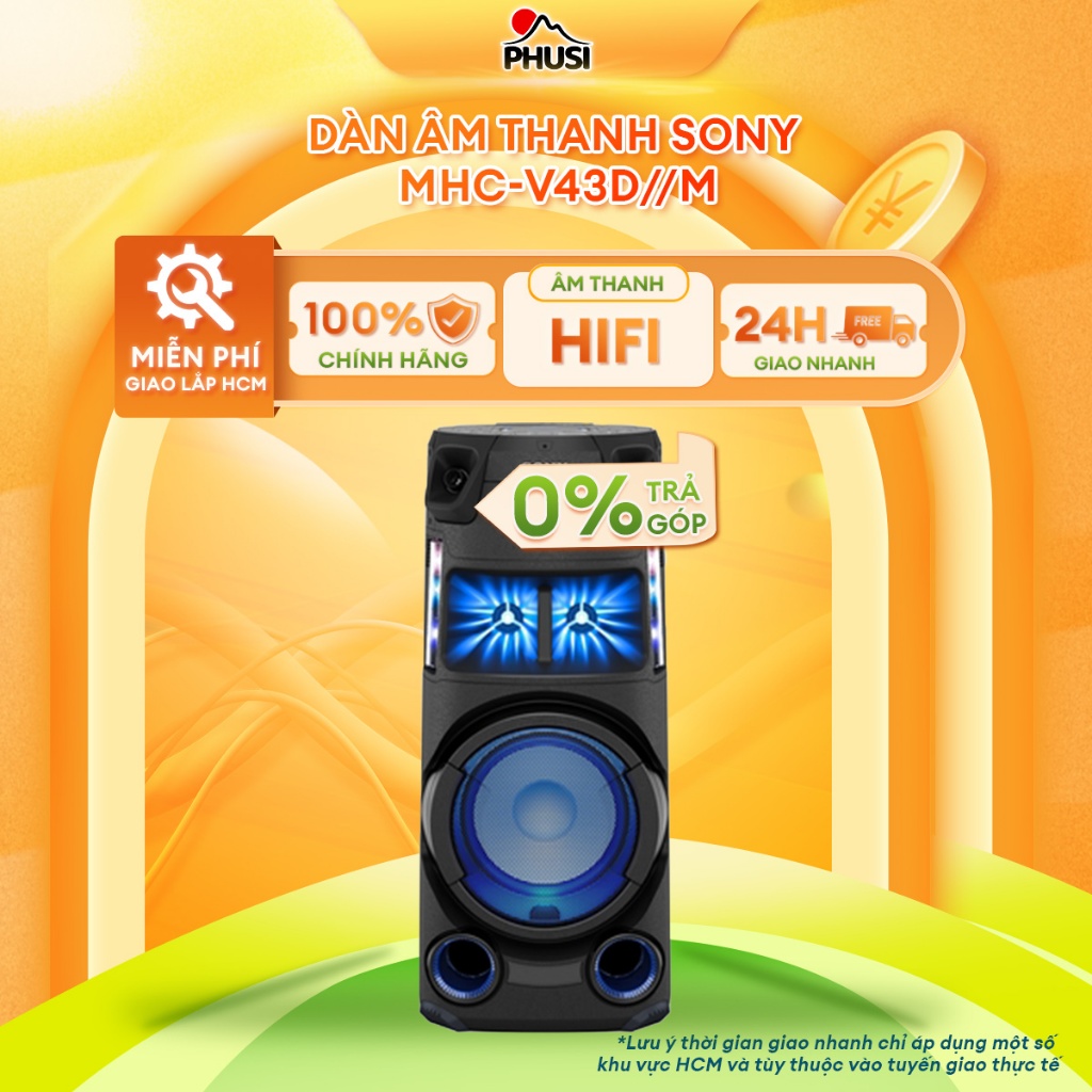 MHC-V43D [MIỄN PHÍ GIAO LẮP] Dàn Âm Thanh Hifi Sony MHC-V43D/M1 SP6