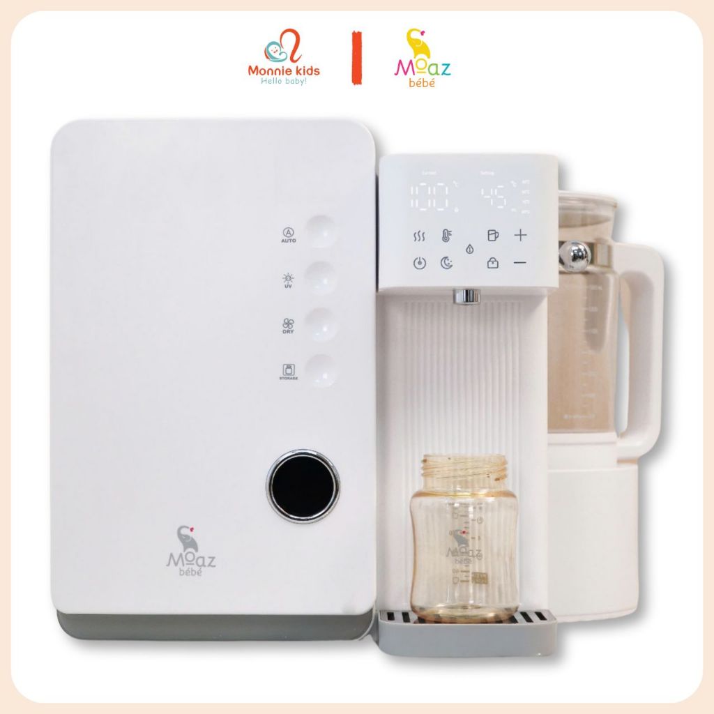 Máy tiệt trùng sấy khô UVC Moaz Bebe MB104, máy đun nước pha sữa giữ nhiệt cho bé - Monnie Kids