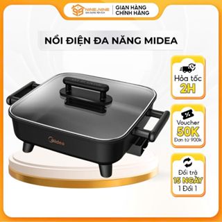 [TẶNG QUÀ] Nồi lẩu điện đa năng Midea cao cấp dung tích 6 lít, nồi lẩu nướng 2 in 1