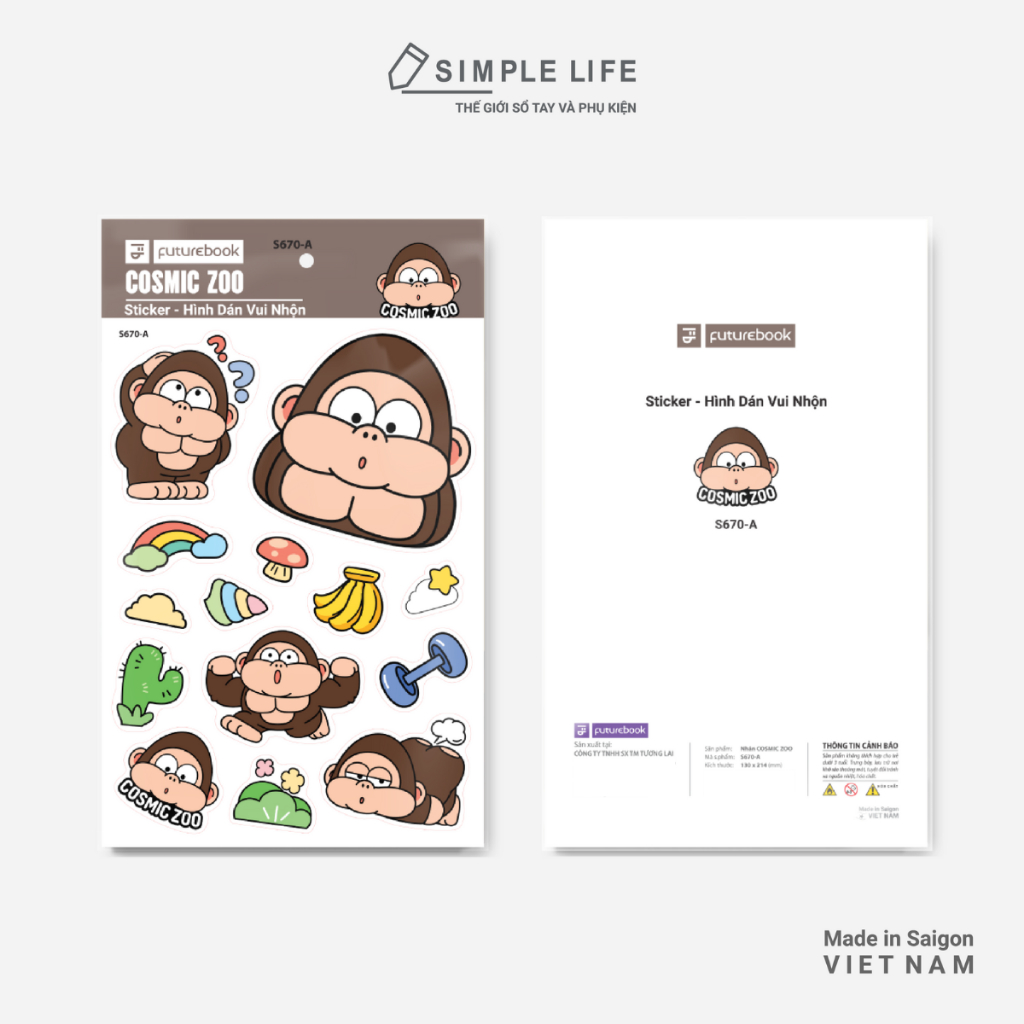 Sticker Cosmiz Zoo Nhãn Dán Hoạt Hình Dễ Thương Trang Trí Sổ Tay Futurebook (S670)