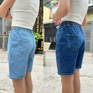 Quần short ngố jean cho nữ bigsize từ 55-85kg, quần lửng trơn lưng cao đi biển, đi chơi
