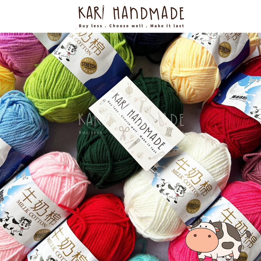 Len milk bò mềm mịn móc áo nón thú len handmade full bảng màu