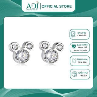 Bông hoa tai nữ Trang sức bạc 925 ADJ đính đá CZ sang trọng cao cấp Chuột mickey đính đá dễ thương SB11302AD
