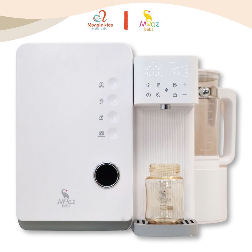 Máy tiệt trùng sấy khô UVC Moaz Bebe MB104, máy đun nước pha sữa giữ nhiệt cho bé - Monnie Kids