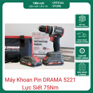 Máy khoan dùng pin DRAMA D5221 FLEX, 2 Chức Năng, Không Chổi Than, Có KHOÁ TRỤC, Tặng 1 túi vải
