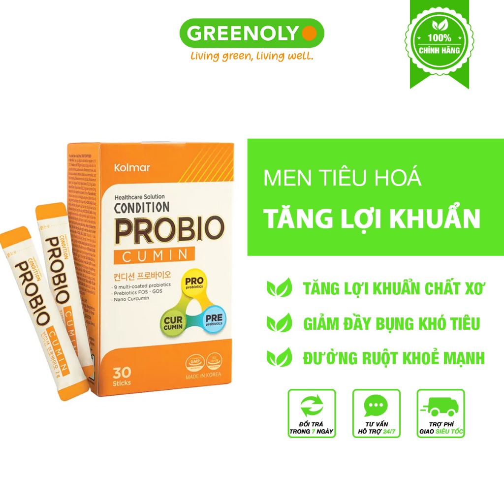 Men tiêu hoá Hàn Quốc bổ sung lợi khuẩn tăng cường chức năng tiêu hoá Inno.N Curcumin Nano Condition Probio 30 Gói