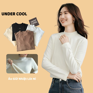 Áo giữ nhiệt nữ lót lông cổ cao UNDERCOOL form rộng basic chất thun cotton dày ấm nữ tay dài cổ lọ dáng ôm dài ADT28