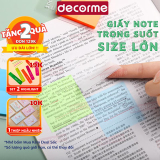 Giấy note trong suốt DecorMe giấy note copy tàng hình giấy ghi chú nhiều màu không thấm nước phụ kiện văn phòng phẩm
