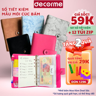 Sổ chi tiêu tiết kiệm DecorMe sổ tiết kiệm tiền có túi zip có thể lắp thêm giấy refill A6 ghi chép thu chi tiết kiệm