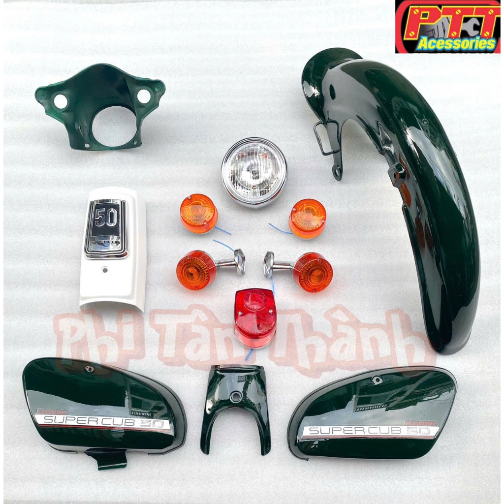 DÀN ÁO XE CUB 81 XANH DƯA ( NHỰA ABS ) - DÁN TEM SẴN