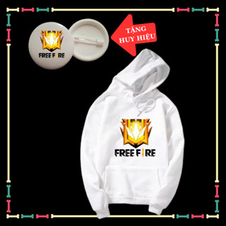 Áo Khoác Free fire Bé trai bé gái Hoodie dài tay màu đỏ, đen, trắng, size 10kg đến 75kg-Kèm huy hiệu
