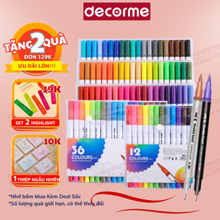 Bút brush viết calligraphy DecorMe bút dual tip brush pen 2 đầu đa năng trang trí sổ, bullet jounal, take notes