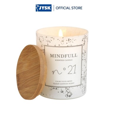 Nến thơm | JYSK Anton | thủy tinh/gỗ | xám | DK7xC8cm