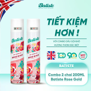 Combo 2 Chai Dầu Gội Khô Batiste Hương Hoa Hồng Giúp Tóc Lưu Hương, Loại Bỏ Dầu Thừa Baitste Rose Gold 200ml