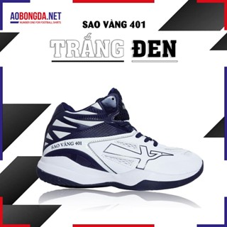 Giày Sao Vàng 401 Trắng Đen Giày Bóng Chuyền Chính Hãng, Giày Cầu Lông Cổ Cao Đế Cao Su Bám Sân Đàn Hồi Tốt