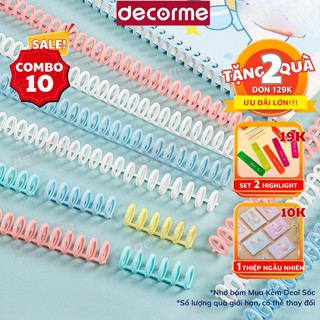COMBO 10 thanh còng nhựa mềm cao cấp A4 30 lỗ làm sổ planner bullet journal Decorme