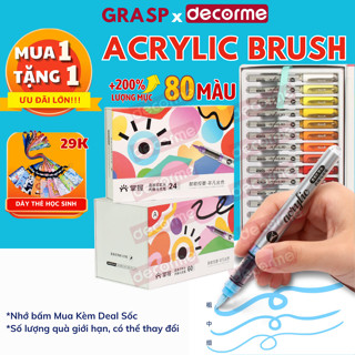 Bút Acrylic Marker Grasp Brush Chuyên Nghiệp DecorMe Bộ 12/24/36/48/60/80 Màu Tô Vẽ Mọi Chất Liệu