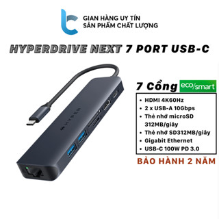 Hub/ Cổng Chuyển USB-C HyperDrive Next 7in1/ Hyperdrive Slab 7in1 HD4003GL - Bảo Hành 2 Năm
