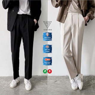 Quần Tây Nam Baggy VINTINO Hàn Quốc Suông Đen Vải Vitex Co Giãn QABG