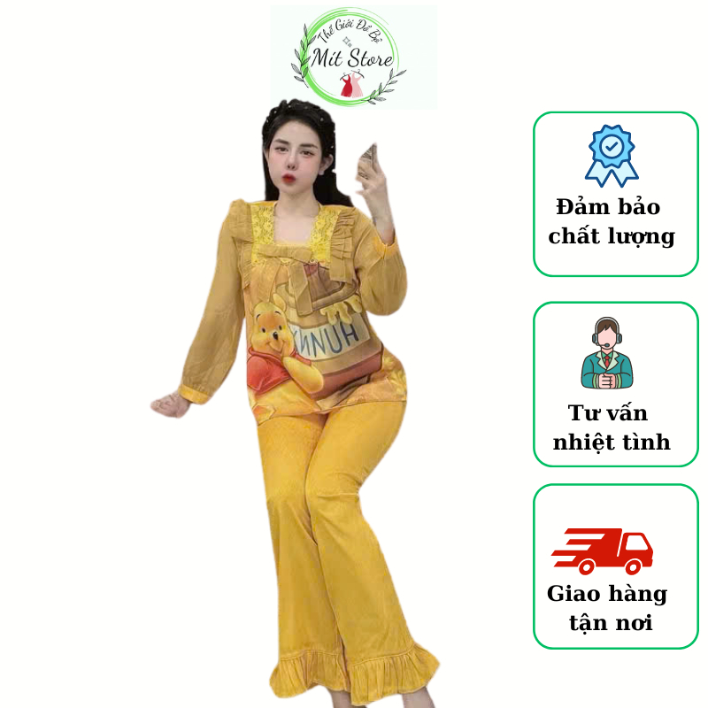 Set đồ nữ, đồ bộ tiểu thư cổ Vuông tay voan dài vải Xước mềm, thoáng mát Freesize 40- 57kg- MítStore