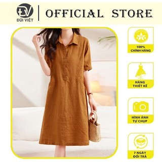 Đầm linen suông tay lỡ form rộng che khuyết điểm chất linen mềm thoáng mát